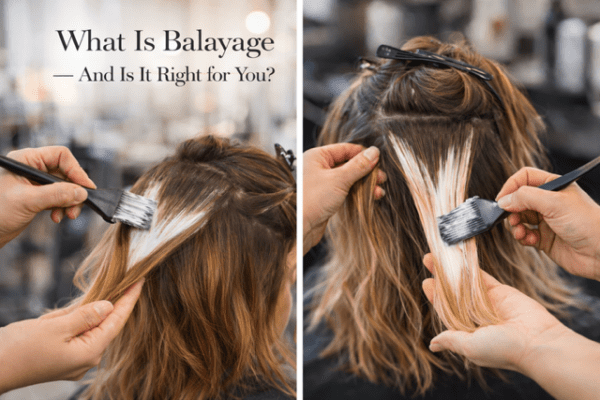 professional stylist hand painted balayage hightlights in a salon, natural hair color techniques in Westlake Village